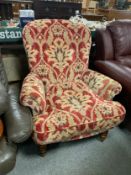 A modern upholstered armchair