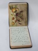An early 20th century autograph book containing drawings, paintings, verses etc some WWI interest