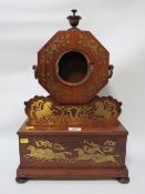 A 19th /20th century brass inlaid mantel clock some clock parts in drawer