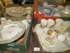 Three trays of assorted ceramics to include Minton Chinese Blossom, and commemorative ware etc