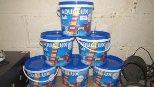 Six 3 litre tins of metal and wood exterior / interior acrylic resin topcoat paint