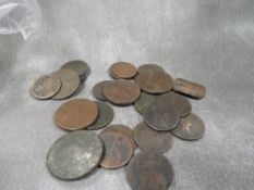 A collection of early copper coins including examples of William III George I, II, III, & IV etc