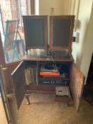 A case Dynatron GL 78 record deck with cassette recorder, various vinyl records and pair of