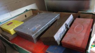 One tray of cased tools and equipment