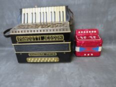 A VINTAGE PANCOTTI MARGERATA JEDSON ITALIAN ACCORDIAN, together with a smaller child's accordion (