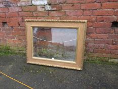 A 19TH CENTURY GOLD WATTS FRAME, with glass, frame W 12 cm, rebate 54 x 75 cm, inner rebate 57 x