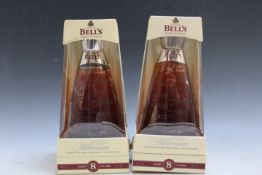 2 BOXED BOTTLES OF BELL'S AGED 8 YEARS 2000 MILLENNIUM WHISKY