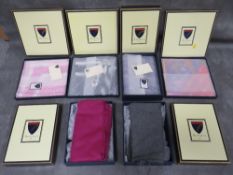 SIX BOXED ASPINAL OF LONDON SILK AND CASHMERE SCARVES