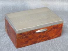 AN ART DECO SILVER MOUNTED BOX, marked 800, H 3 cm, W 5.5 cm, L 8.5 cm