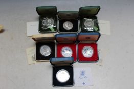 A COLLECTION OF SILVER PROOF CROWNS, 1972 x 2, 1977 x 2, 1980 x 1, all in cases of issue with COA,
