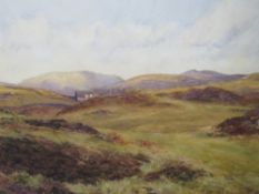 C.B. PHILLIP A.R.W.S. Westmorland hills with cottage, see label on backboard signed and dated 1889