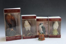 4 WHYTE & MACKAY WHISKY ROYAL DOULTON DECANTERS OF BIRDS OF PREY, to include a Golden Eagle