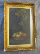 EDWIN STEELE (XIX-XX). British school, still life study of fruit on a table, signed lower right, oil