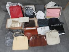 A COLLECTION OF ASSORTED LADIES HANDBAGS CONTAINED IN TWO BOXES, to include a selection of vintage e