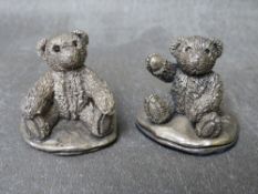 TWO COUNTRY ARTISTS HALLMARKED SILVER BEARS, (filled) tallest H 3.3 cm