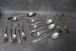A COLLECTION OF HALLMARKED SILVER FLATWARE, to include rat tail examples, various dates and