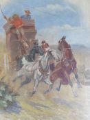STANLEY L WOOD (1886-1928). A study of a Wild West stagecoach, with horses at full gallop, signed