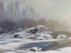 ALEXANDER CHEN. 'Central Park Bridge, Winter', signed in pencil lower right, limited edition