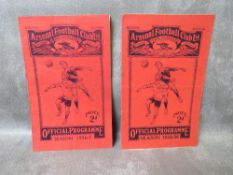 A PAIR OF VINTAGE ARSENAL v WOLVERHAMPTON WANDERERS FOOTBALL PROGRAMMES, from the 1935 / 1936 25th