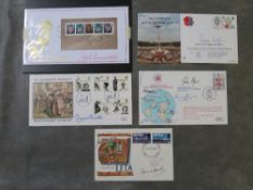 A COLLECTION OF FIVE POLITICIAN SIGNED STAMP COVERS, to include an Edward Heath signed first day