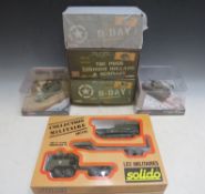 SIX BOXED MILITARY DIE CAST ITEMS, to include Solido Les Militaires set, Corgi M4 Sherman Tank 1: