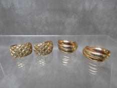 TWO PAIRS OF 9CT GOLD EARRINGS, one marked 375 to posts, the other marked 9ct, approximate