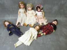A COLLECTION OF SIX ARMAND MARSEILLE VINTAGE DOLLS, comprising 2 x 390 A4/0M, A3/0XM, 690 A3/0M,