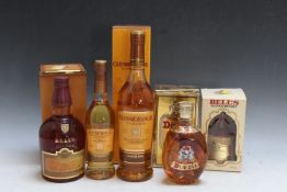 5 ASSORTED BOTTLINGS OF WHISKY TO INCLUDE 1 BOXED BOTTLE OF GLENMORANGIE, and a 375ml boxed bottle