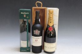 1 BOXED BOTTLE OF GRAHAM'S CRUSTED PORT BOTTLED 2002, together with 1 bottle of Taylor's 10 year old