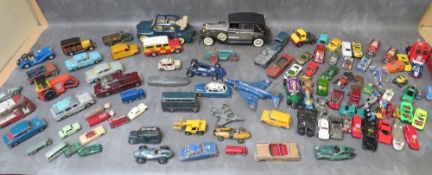 A COLLECTION OF PLAYWORN MAINLY DIECAST VEHICLES, by Spot On, Dinky, Hot Wheels etc.