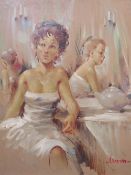 V.VARANI (XX-XXI). Italian school, study of two young women seated at a table, signed lower right,