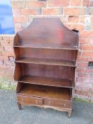 A 19TH CENTURY MAHOGANY WATERFALL BOOKCASE, with two short drawers to the base, H 123 cm, W 75 cm
