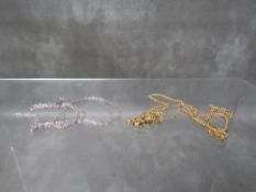 AN 18CT GOLD FINE CURB LINK NECKLACE CHAIN, L 40 cm, approximate weight 4.2 g, together with a white