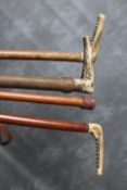 FOUR VARIOUS VINTAGE RIDING CROPS, average L 70 cm
