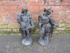 A PAIR OF LARGE LATE 19TH CENTURY SPELTER FIGURES 'SALVATOR ROSA' AND 'CORRECCIO', depicting two