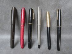 SIX VINTAGE FOUNTAIN PENS, to include Parker & Sheaffer etc.