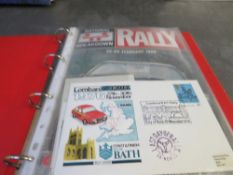 TWO ALBUMS CONTAINING RALLY AND FORMULA 1 ITEMS, mainly 1980s, to include many signed items etc.,