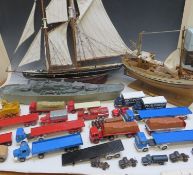 THREE SHIPS / BOATS, to include wooden tall ship Bluenose, wooden fishing boat Hellen and plastic