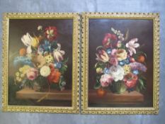JAN ??. A pair of late 19th / early 20th century Dutch school still life studies of vases of flowers