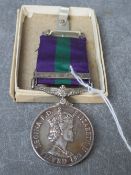A GENERAL SERVICE MEDAL WITH NEAR EAST BAR, in original box, awarded to H. Igglesden WEM Yorkshire