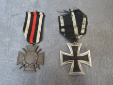 A WWI IRON CROSS, together with a Hindenburg cross