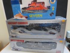 THREE BOXED REMOTE CONTROL SHIPS, to include RNLI Lifeboat Severn, Heng Tai HT2878A 1:275 scale