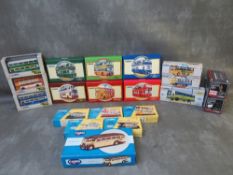 EIGHTEEN BOXED CORGI BUSES AND DOUBLE DECKER BUSES, together with two boxed 1:32 scale Desert