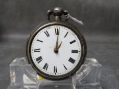 A HALLMARKED SILVER CASED VERGE POCKET WATCH, by Atwood Lewes, London 1825, face Dia. 4.5 cm