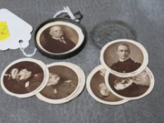 A WWI GERMAN SOUVENIR CASE, with photographs of ten generals, Dia. 4 cm