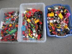 THREE TRAYS OF PLAYWORN DIECAST, by Corgi, Matchbox etc.