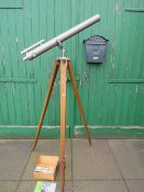 AN 'ENBEECO ASTRO' ASTRONOMICAL TELESCOPE, with chrome fittings and grey stone enamelled body,