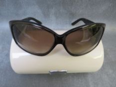 A PAIR OF JIMMY CHOO DESIGNER SUNGLASSES, with rigid storage case