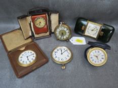 A SMALL COLLECTION OF SIX TRAVELLING CLOCKS