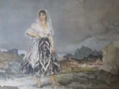 SIR WILLIAM RUSSELL FLINT (1880-1969). Study of a peasant girl in a mountainous landscape 'ROSALBA',